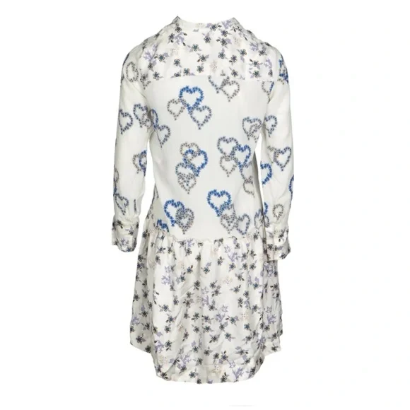 Sandro Paris Silk Heart Floral Print Drop Waist Shirt Dress Size 36 US 4 Luxury - Picture 7 of 9